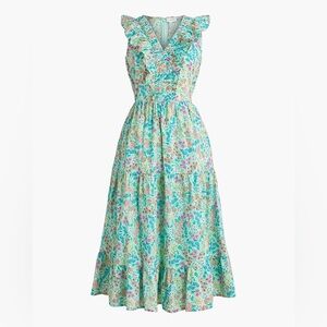 J. Crew Mint Floral Midi Dress Size 4